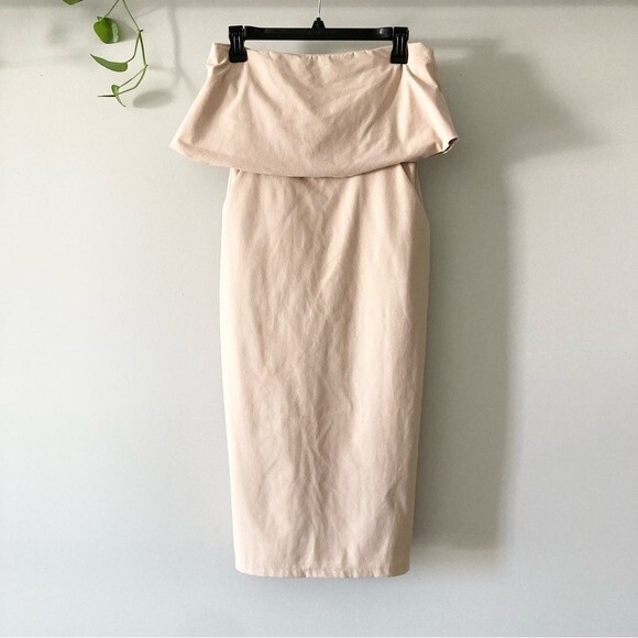 Lulus Lots of Love Beige Strapless Ruffle Midi Dress XS - Picture 2 of 6